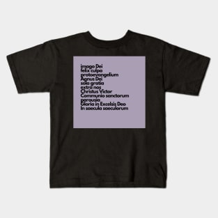 latin summary of the faith, purple Kids T-Shirt